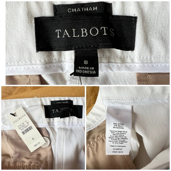 TALBOTS CHATHAM ANKLE PANT 8  STRAIGHT LEG SIDE ZIP ANKLE LENGTH COASTAL NWT - Picture 7 of 10